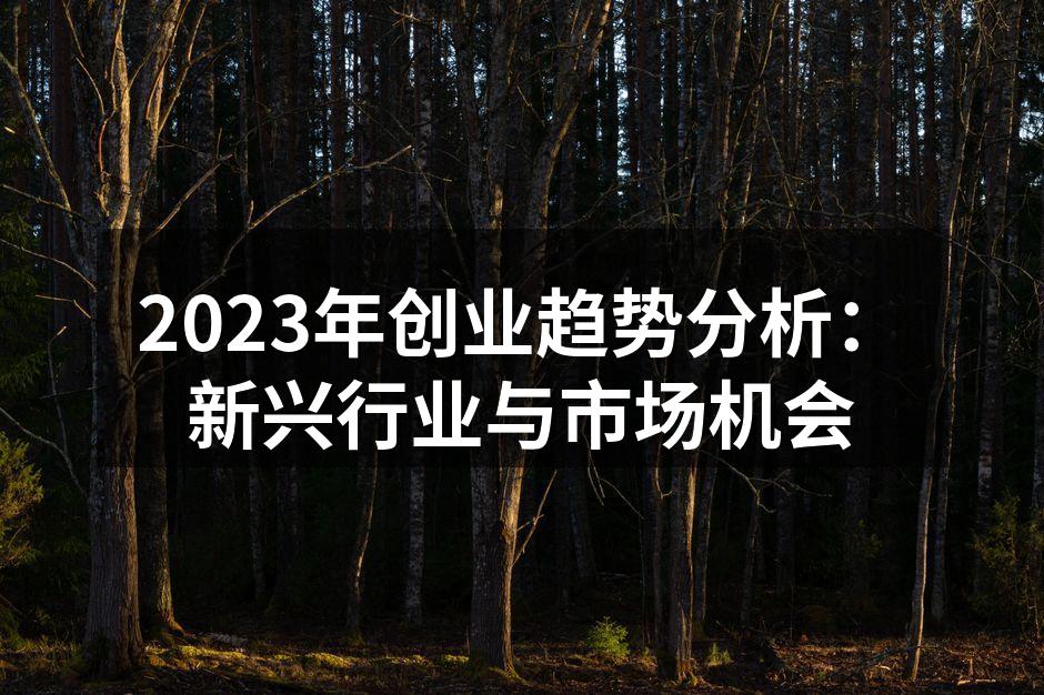 2023年创业趋势分析：新兴行业与市场机会